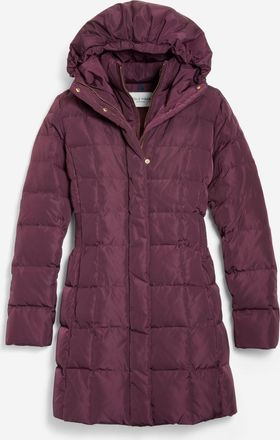 Cole Haan Womens 32 Signature Hooded Taffeta Down Coat - Red Size Medium