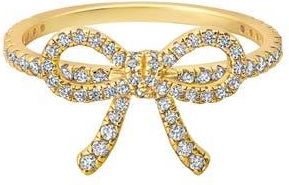 Crislu Fairy Tale Pavé Cubic Zirconia Bow Ring in 18Kt Yellow Gold/Clear Stone at Nordstrom, Size 6