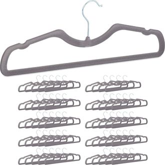 OEM Perchas De Terciopelo, Juego De 50, Ahorran Espacio, Con Barra Para Pantalones Y Muescas, Para Abrigos, Color Gris