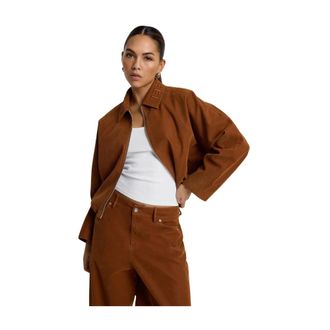 ALIX The Label Alix The Label - Imitatie su&egrave;de ballonjas - Dames - Jassen - Bruin - Maat: XS Su&egrave;de