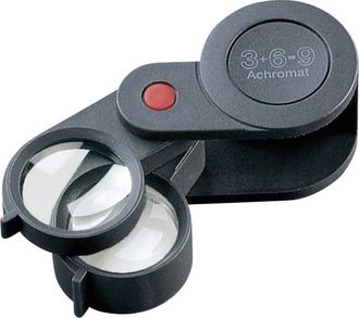 Eschenbach Porzellan Group 11869 Lente DIngrandimento Pieghevole Ingrandimenti: 3 X, 6 X, 9 X Lente: (&oslash;) 23 Mm Nero