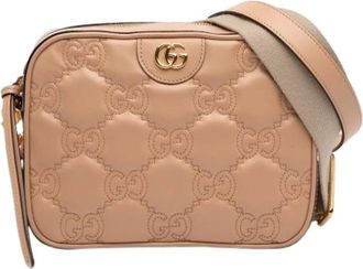 Gucci Pre-owned Quilted Crossbody Bag - Dames - Vintage Schoudertas - Beige - ONE Size - Leer - Vintage