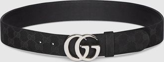 Gucci Flat Marmont Belt, Size Gucci 100, Black, GG Canvas