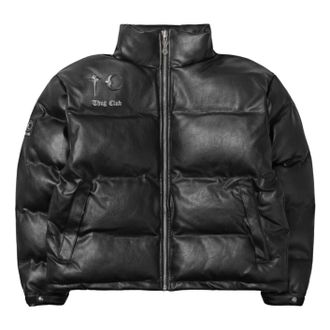 Thug Club Leather Puffer Jacket (Polyester) Black TC23PA0301-BLACK