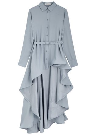 Palmer//harding Palmer//harding Waterfall Asymmetric Satin-crepe Shirt - Light Blue - 8 (UK8 / S)