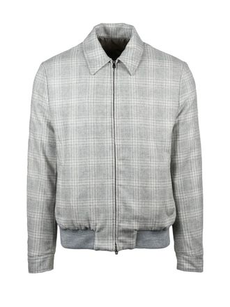 LUIGI BORRELLI NAPOLI Light Grey Wool-Cashmere Aviator Jacket