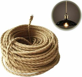 OEM Cable El&eacute;ctrico De Tela Para Iluminaci&oacute;n Led, Estilo Retro, Trenzado, De C&aacute;&ntilde;amo, 2 N&uacute;cleos (2x0,75 Mm&sup2;), Para Accesorios De L&aacute;mparas Colgantes, 5 M, A