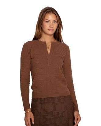 Belle & Bloom Frankie Textured Knitted Long Sleeve Top in Dark Brown at Nordstrom, Size X-Small Au
