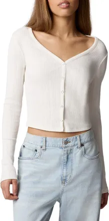 Florence By Mills Ribbed Henley Cardigan in Jet Stream at Nordstrom, Size Xx-Small