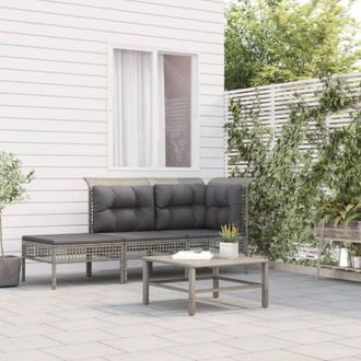vidaXL Set Divani da Giardino 3 pz con Cuscini in Polyrattan Grigio - Vidaxl