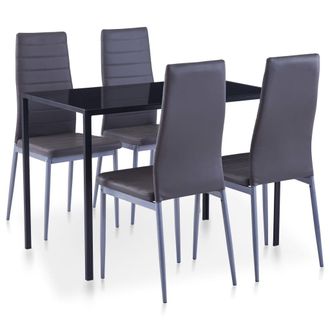 vidaXL Conjunto De Mesa Y Sillas De Comedor 5 Piezas Gris Vidaxl
