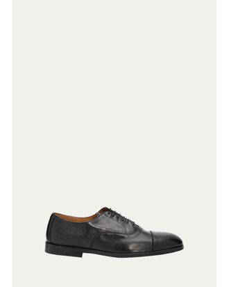 Doucal's Mens Stresa Grained Leather Oxford Dress Shoes