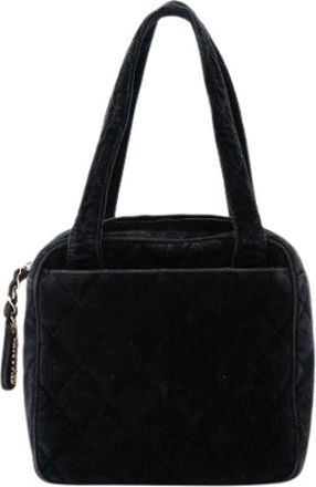 Chanel Pre-owned Quilted Velvet Handbag - Dames - Vintage Handtas - Zwart - ONE Size - Leer - Vintage