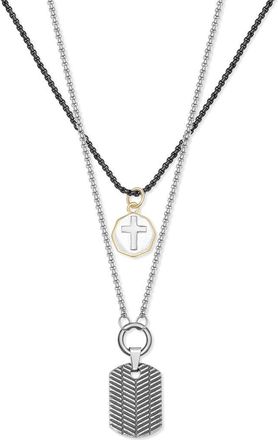 Brook & York Mens Chevron Dog Tag Pendant Necklace in Silver at Nordstrom
