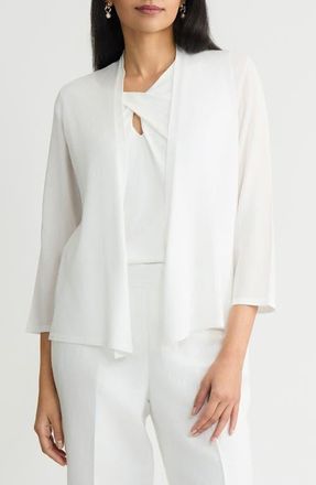Kasper Self Edge Open Front Cardigan in Lily White at Nordstrom, Size X-Large P