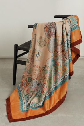 Loro Piana Suede-trimmed Brushed-cashmere Throw - Orange