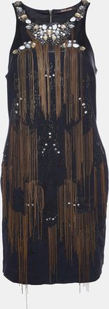 Roberto Cavalli Black Jersey Embellished Sleeveless Dress
