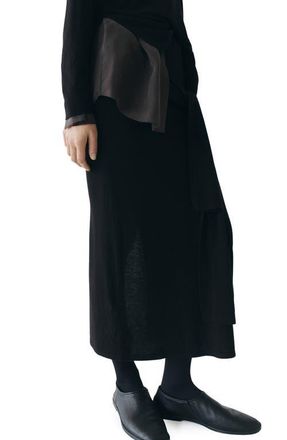 Mango Knotted Knit Midi Skirt in Black at Nordstrom, Size Xx-Small