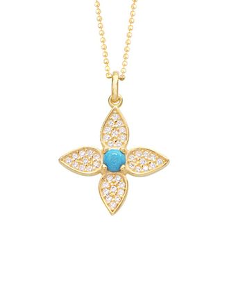 Gabi Rielle Gold Over Silver Cz Flower Pendant