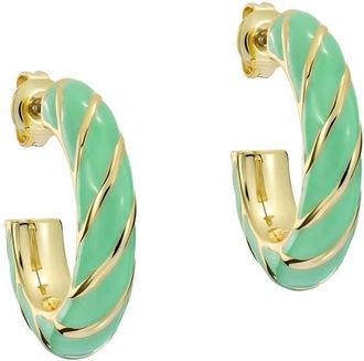 Ted Baker Tiffany Twist Enamel Hoop Earrings in Metallic Gold at Nordstrom