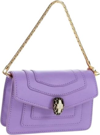 Bulgari Pre-owned Mini Bags, female, Purple, Size: ONE SIZE Pre-owned Leather Key-holder