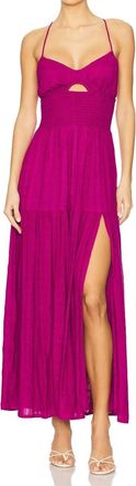 L*Space Calla Smocked Cutout Tiered Leg Slit Maxi Dress In Berry