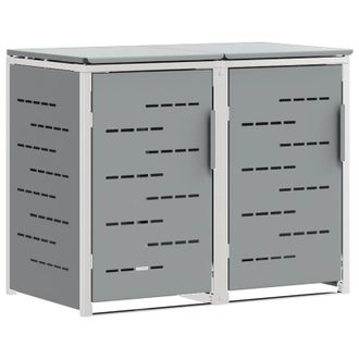 vidaXL Almacenamiento De Contenedor Con Ruedas Gris Acero Inoxidable Vidaxl