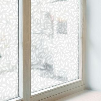 Tulup Pellicola Opaca per Finestre 200x146 PVC Autoadesiva Protezione per Cucina Bagno Uffici Camera da Letto Decorativa Vetro Smerigliato Motivo fogliato