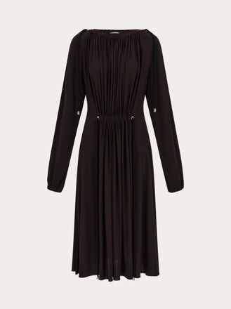 Ferragamo Women Viscose dress with gathered detailing Brown