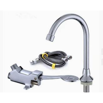 OEM Grifo Mezclador De Lavabo De Cobre Accionado Con El Pie - Acabado Met&aacute;lico - F&aacute;cil Instalaci&oacute;n - Caudal Controlado Para Uso M&eacute;dico Y P&uacute;blico