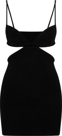 Off-white Cut Out Ribbed Mini Jurk - Dames - Korte kleedjes - Zwart - XS - Polyester - Kleedjes
