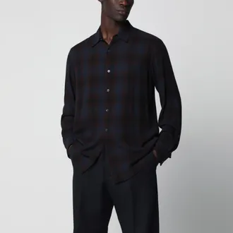 Dries Van Noten Camicia marrone motivo check in viscosa