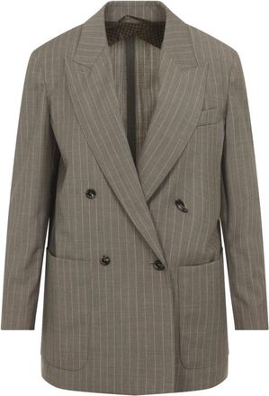 Max Mara Acciaio Pinstripe Blazer - Dames - Blazers - Grijs - 2XS - Wol - Jassen
