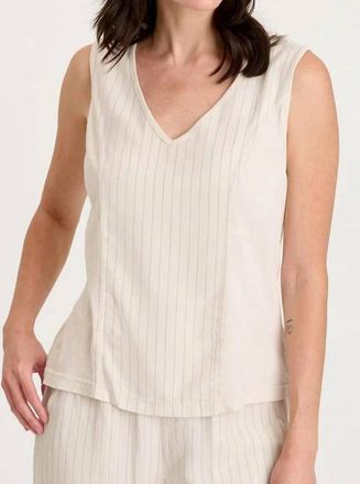 Xcvi Siska Pinstripe V-Neck Tank In Sonic Silver
