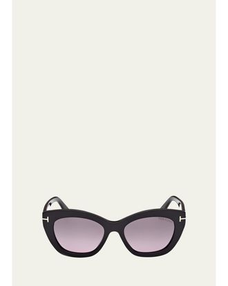 Tom Ford Linda-02 Polarized Acetate Cat-Eye Sunglasses