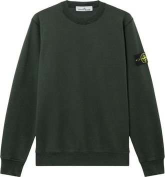 Stone Island 6100060 Katoenen Fleece Sweatshirt - Heren - Sweatshirts - Groen - 2XL - Katoen - Hoodies & sweatvesten