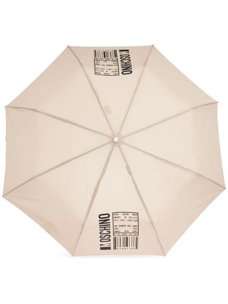 Moschino Compacte paraplu met logoprint - Beige