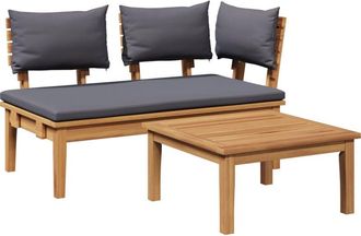 vidaXL Garden Bench 2 pcs Brown Solid Teak wood Vidaxl
