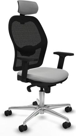 Piqueras y Crespo Jorquera Sincro Malla Negra Similpiel Gris Claro Brazos 2d Base Aluminio Cabecero 2d Ruedas 65mm Nailon