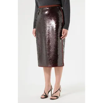 Marina Rinaldi Jersey Sequin Midi Skirt in Brick Red at Nordstrom, Size Xx-Large
