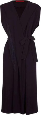 Carolina Herrera Wrap Dresses, female, Black, Size: S Black Fringed Crepe Wrap Dress