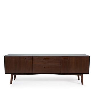 Dutchbone Mueble de TV bajo de madera chapado en nogal