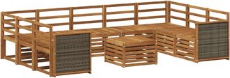 vidaXL Conjunto De Sof&aacute;s De Exterior 10 Uds. Natural Vidaxl