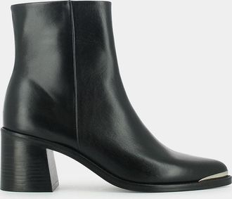 Jonak Bottines puntige top, in leer Delo
