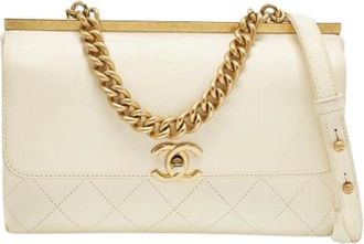 Chanel Pre-owned Vintage Handtas - Dames - Vintage Handtas - Wit - ONE Size - Leer - Vintage