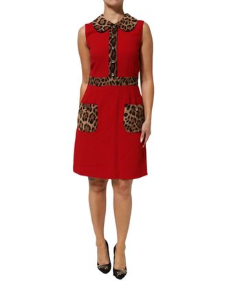Dolce & Gabbana Red Leopard Viscose Sheath A-line Womens Dress