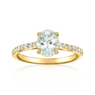 Ross-Simons Aquamarine Birthstone Ring in 18kt Gold Over Sterling