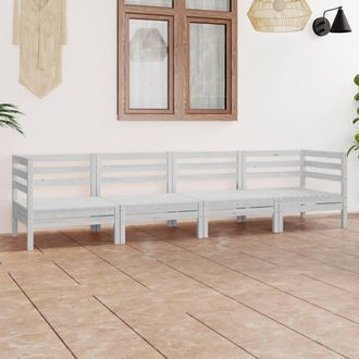 vidaXL Juego De Muebles De Jard&iacute;n 4 Piezas Madera Maciza Pino Blanco Vidaxl