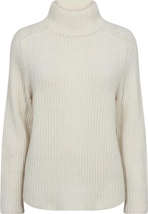 Mos Mosh Hoge hals trui met geribbeld patroon - Dames - Coltruien - Beige - L - Wol - Truien & Vesten