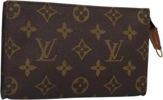 Louis Vuitton Tweedehands Canvas Louis Vuitton tassen - Dames - Vintage Clutch - Bruin - ONE Size - Leer - Vintage